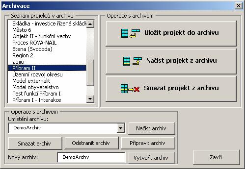 Program archivuje celou úlohu včetně vstupních interakcí, počátečních podmínek výpočtu, intervencí vazeb, řídících zásahů a rizikových interakcí.