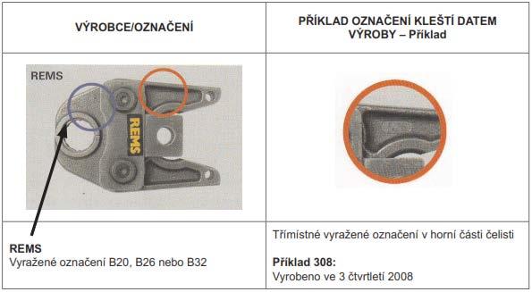 Obrázek 2 Označení čelistí a význam číselného značení data výroby 2.2 Odhrotovací a kalibrační pomůcky 2.2.1 K realizaci systému IVAR.