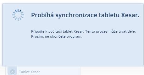 Připojte tablet Xesar k vašemu počítači a spusťte synchronizaci kliknutím na Synchronizujte tablet Xesar (Obrázek 90: Synchronizace dat pomocí tabletu Xesar).