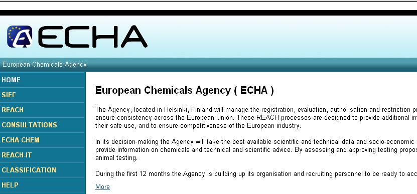 REACH Registration, Evaluation and Authorisation of Chemicals 27-2-2001: White Paper on the Strategy for Future Chemicals Policy 23-10-2003: Commission s
