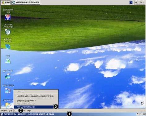 lekce2 modulu6 Spuštěný virtuální stroj (Windows XP) Pokud máte zaměřený hostující virtuální stroj, předejte řízení hostitelskému stroji tím, že stisknete kombinaci kláves ALTGr + CRTL + SHIFT.