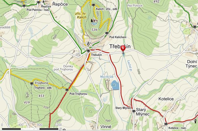 Obr. 7: Mapa Lučního potoka v Českém středohoří s vyznačeným místem odchytu raků 4.6. Trojhorský potok Trojhorský potok pramení ve výšce 419 m n. m. necelých 0.5 km od obce Rýdeč.