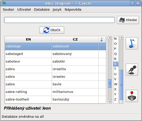 Obrázek 4.2: Hlavní okno programu Za účelem dosažení co nejvyšší úrovně optimalizace je tabulka, zobrazující slova, nastavena pevně na osm řádků.
