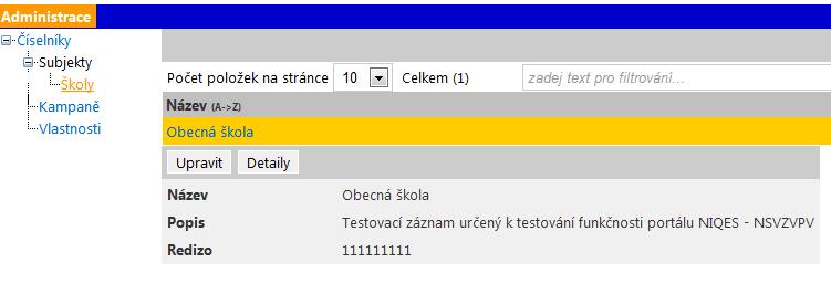 2.3 Generování nového hesla Na obrazovce Upravit subjekt stiskem tlačítka Generovat nové heslo je možné vygenerovat nové heslo pro přihlášení do aplikace.