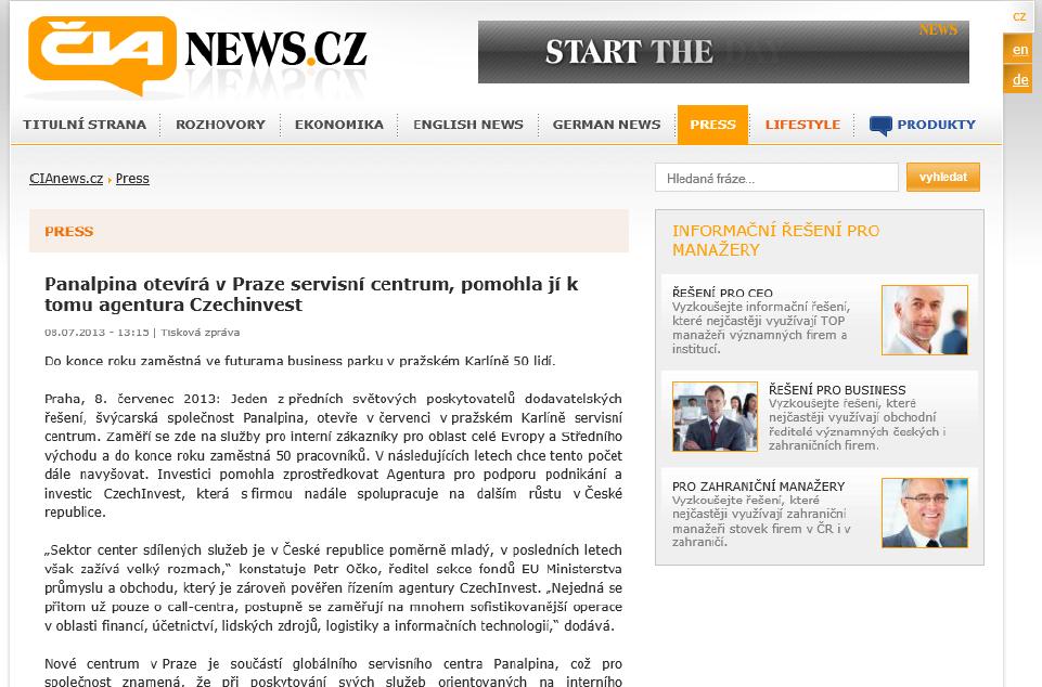 Zive.cz ČIA News Ost-West Contact Finanční noviny IHned.