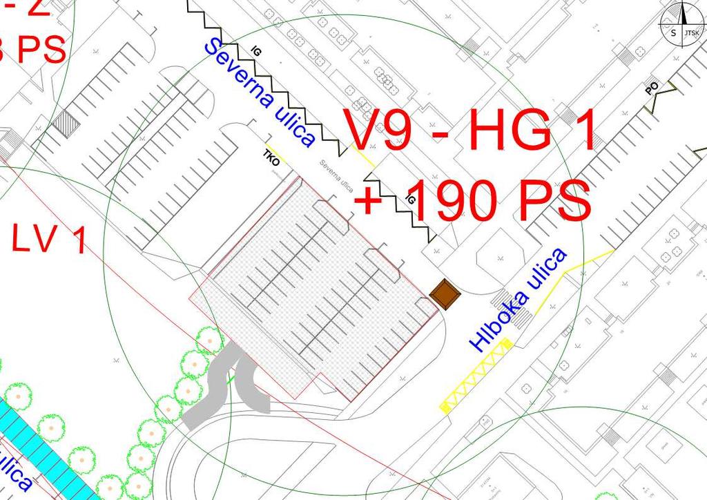 27592 Vinohrady I V9 Výstavba hromadné garáže na rohu ulic Severná a Hlboká soukromým investorem 190 PS 0 Plocha parkovacích ploch 2 Plocha pojížděných ploch 2