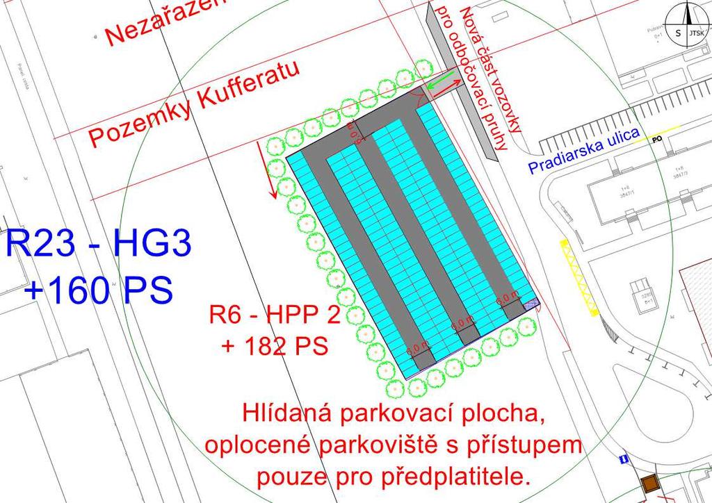 28008 Rybníky V R6 Výstavba nové HPP s napojením na komunikaci Vajanského 182 PS 285 773 Plocha parkovacích ploch 2 275 m2 Plocha pojížděných ploch 1 725 m2 Káceno