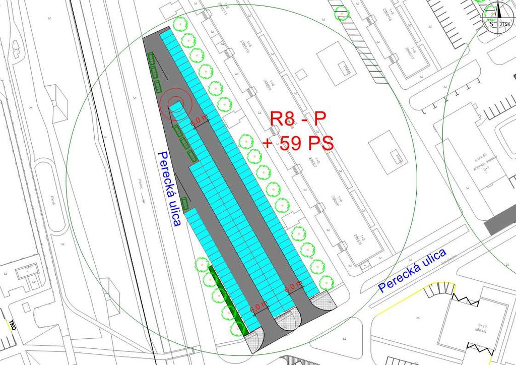 23172 Rybníky III R8 Propojení dvou současných parkovišť u ulice Perecká a celková rekonstrukce prostoru 59 PS 219 170 Plocha parkovacích ploch 1 775 m2 Plocha pojížděných