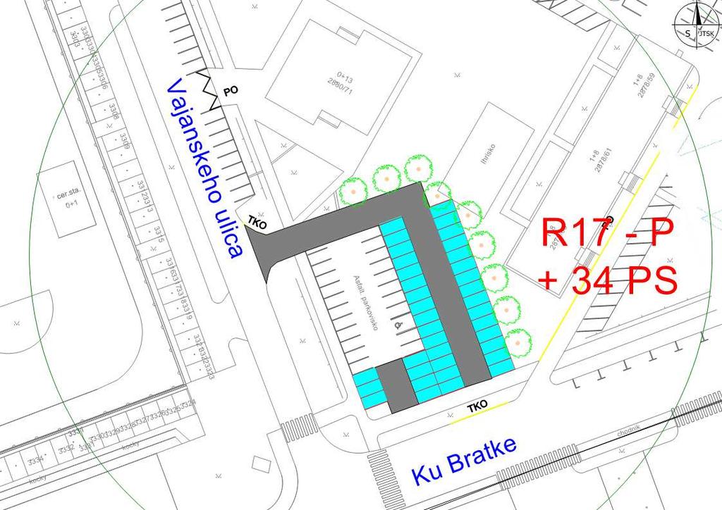 23172 Rybníky I R17 Rozšíření současného parkoviště v jižní části ulice Vajanského, doplněného o vzrostlou zeleň a rozšířenou přístupovou komunikaci 34 PS 55 857 Plocha parkovacích ploch 425 m2