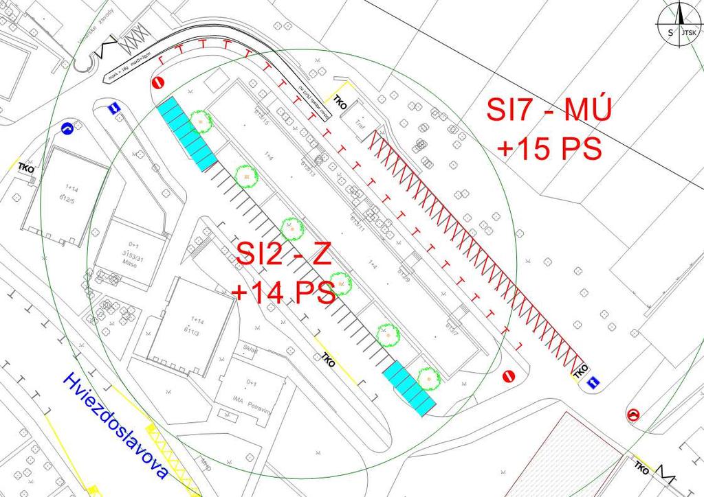 27591 Stred I SI7 Změna místní úpravy severně nad ulicí Hviezdoslavova.