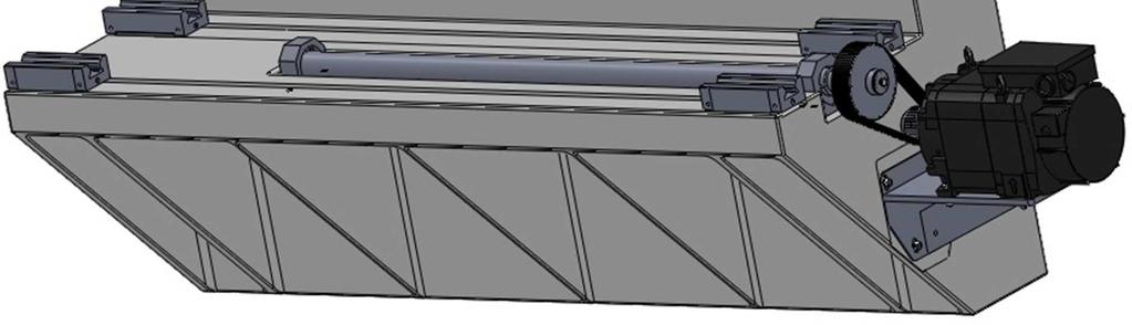 Kuličkový šroub je poháněn přes řemenový převod motorem 1PH8131-2FF00-1BA1 s absolutním rotačním snímačem polohy.