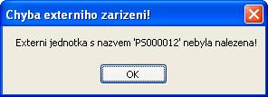 Text a ProgressBar ve spodní části dialogu informuje o průběhu komunikace s externí jednotkou.