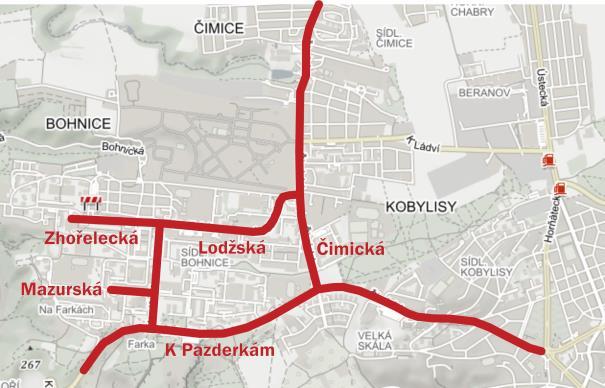9.9 Bohnice a Čimice Od stanice metra Kobylisy je ve směru do Bohnic a Čimic provozováno velké množství spojů.