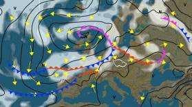 Léto, dne 22. 7. 2009 Meteorologická situace Obrázek 43. Synoptická mapa ze dne 22. 7. 2009 [22] Graf 20.