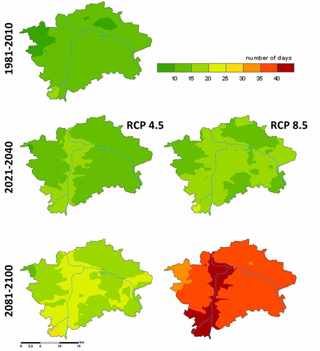 Počet dní Obrázek 5 Nárůst počtu tropických dní pro scénáře RCP4.5, RCP8.