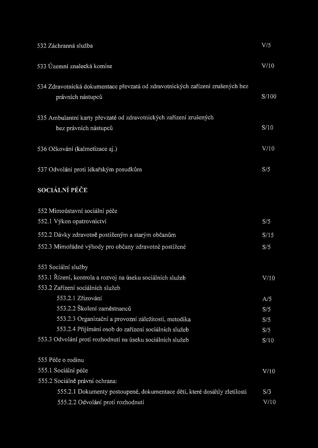 1 Výkon opatrovnictví S/5 552.2 Dávky zdravotně postiženým a starým občanům S/l 5 552.3 Mimořádné výhody pro občany zdravotně postižené S/5 553 Sociální služby 553.