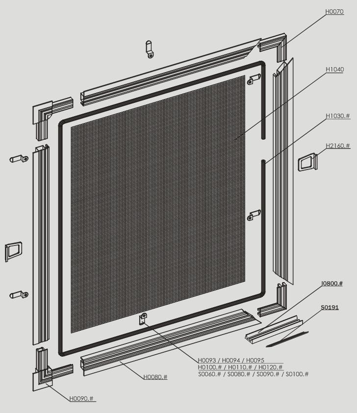 Základná axonometria výrobku SOL Kusovník komponentov SOL Kód H0070 Názov Spájač rohový vnútorný 49x49x9,5 mm plast m.j. Kód Názov obr. 4 m.j. ks H0110.