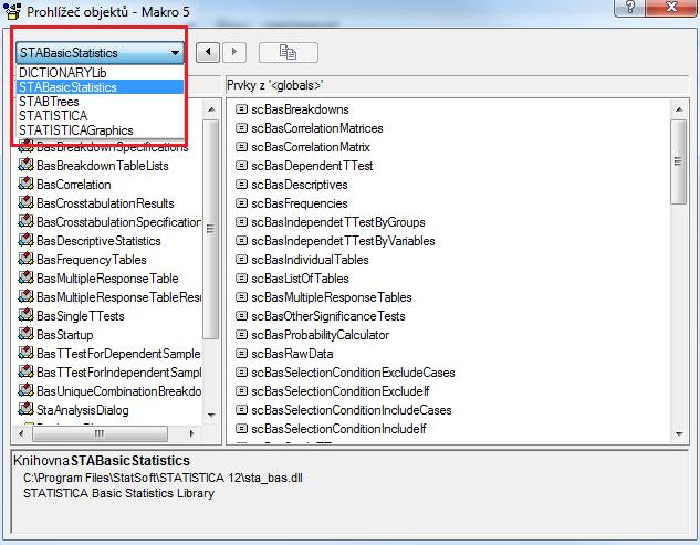 makra existují v softwaru Statistica dvě možnosti, které se od sebe moc neliší. Jedná se o Makro analýzy a Hlavní makro.