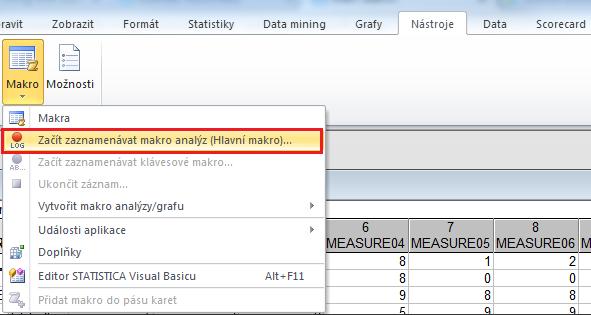 Pomocí stejného postupu lze vytvořit makro i pro samostatné grafy, tedy ty, které vytvoříme v menu Grafy. Graf je totiž ve své podstatě opět analýzou.