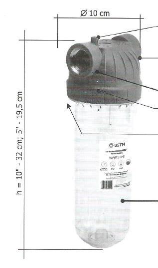 CZ Korpus filtru USTM SL 10"/5" EMI pouzdro vodovodního filtru je určeno pro 10 /5" filtrační vložky.