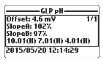 ), ofset (posun) a sklon jsou nastavené na výchozí, a zobrazí se zpráva Factory calibration (výrobní kalibrace). Stiskněte ESC pro návrat na předchozí obrazovku. ORP Z menu GLP zvolte možnost ORP.
