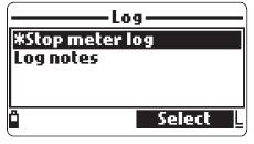 3 VYVOLÁNÍ ZÁZNAMU Zvolte Meter log recall (vyvolání záznamu v přístroji) pro prohlížení záznamů,