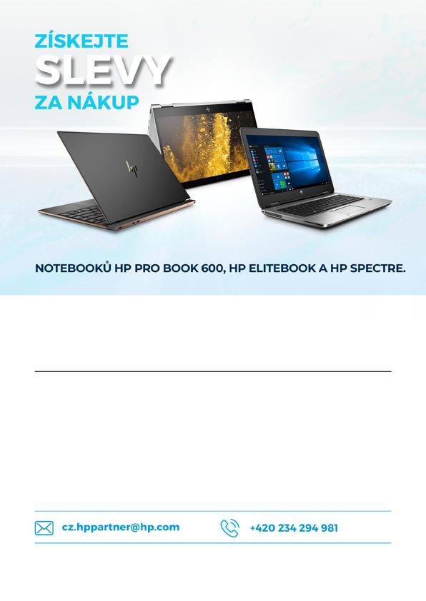 Za nákup každého kusu vybraných notebooků získáte slevu v hodnotě 500 Kč na další nákup počítačů a notebooků u stejného autorizovaného distributora HP.