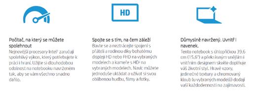 Notebooky HP 15 Spolehlivý výkon. Překrásný design. Zvládne více. Obohaťte svůj den o moderní notebook vytvořený tak, abyste byli při svých každodenních úkolech stále připojení.