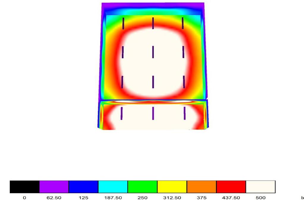 5.4. Renderování nepravými barvami 5.5. Počet a minimální parametry svítidel LED svítidlo IP54, 36W.5000K Světelný tok (Svítidlo): min. 4894 Im Světelný tok (Zdroje): min. 5438 Im Výkon svítidla: min.