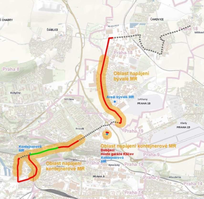 Projekt elektrifikace linky 140 Infrastruktura (750 V DC) dynamické nabíjení optimalizace délky troleje dle technických, ekonomických a majetkoprávních možností 3 měnírny 2x na lince + 1x garáž