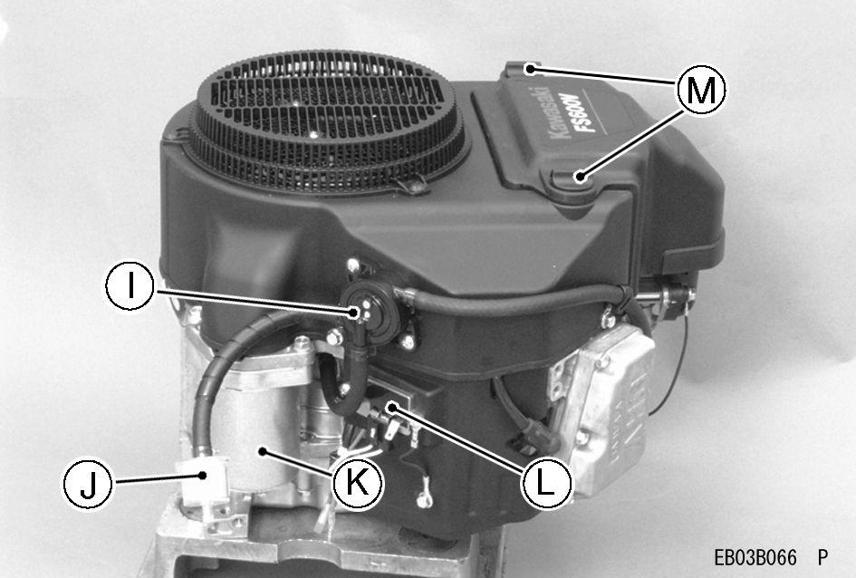 VŠEOBECNÉ INFORMACE 9 Přehled dílů [Model s elektrickým startérem] A. Vzduchový filtr (uvnitř A) B. Kryt nasávání vzduchu C. Zátka vypouštění oleje D. Olejový filtr E.