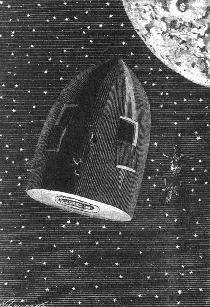 De la Terre à la Lune Jules Verne 1865 Dva romány vydané v edici Les Voyages extraordinaires (Podivuhodné cesty) De la Terre à la Lune (1865) a Autour de la Lune (1870) měly obrovský vliv na první