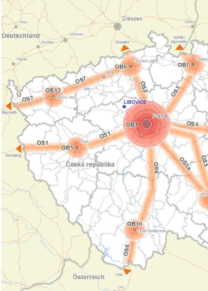 Obr.1: PÚR Vztah rozvojových oblastí (OB), rozvojových os (OS) a specifických oblastí (SO) Územní plán Libovice je v souladu s republikovými prioritami územního plánování, které plně respektuje.