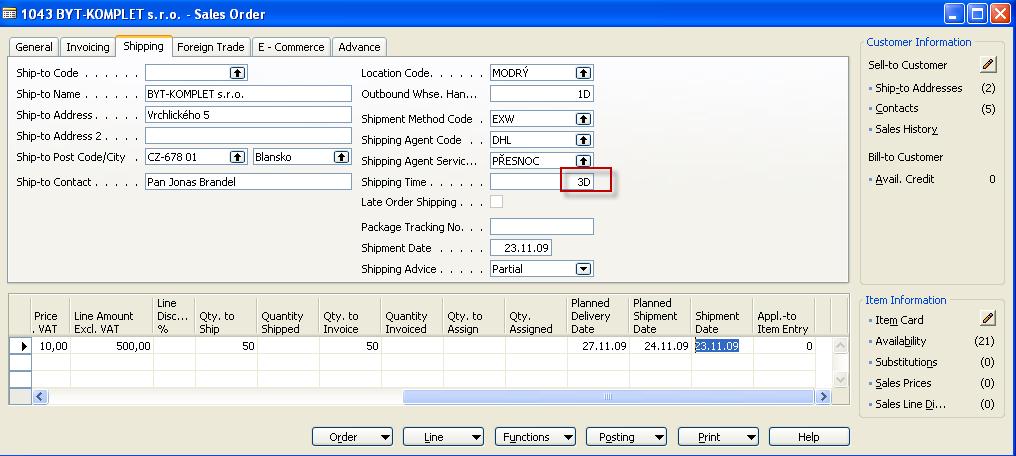 ATP CTP simple example Output Warehouse Handling Time=OWHT On the