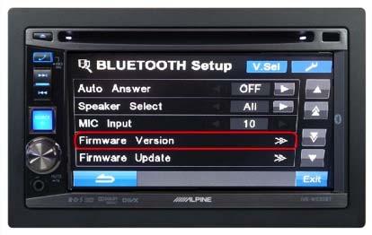 V "Bluetooth Setup" menu, zmáčkněte "Firmware