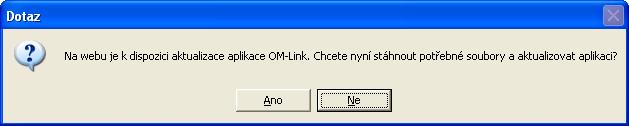 105 Nápověda k programu OM-Link Zadejte platné heslo a potvrďte tlačítkem OK. 9.4 Aktualizace aplikace Výrobce aplikace OM-Link průběžně vydává nové verze aplikace a jejích součástí.