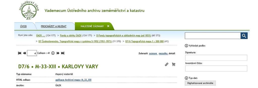 V prosinci 2017 byla startovací verze Vademeca publikována na webových stránkách archivu a na adrese http://uazk.cuzk.cz/. Výsledky ostrého provozu budou vyhodnocovány v roce 2018. Obr.