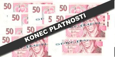 Bankovky V současné době jsou v oběhu bankovky o šesti nominálních hodnotách od 100 Kč po 5 000 Kč Podzim 2008 - konec 20 Kč (vyhl. ČNB č.