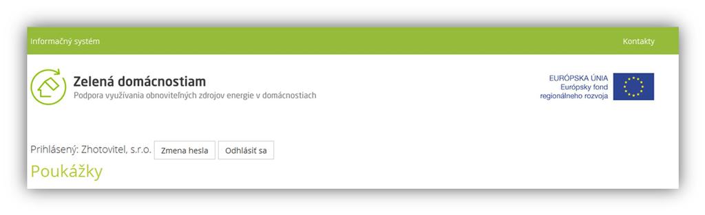 2.2 Odhlasovanie a automatické odhlásenie Odhlásenie z informačného systému, je možné kliknutím na odkaz Odhlásiť sa.