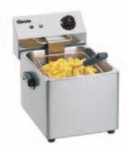 (Š) x 400 (H) x 315 (V) mm Rozměry koše: 220 (Š) x 150 (H) x 130 (V) mm Bezpečnostní termostat (ochrana proti přehřátí) Hmotnost: 10,5 kg Elektrická fritéza SNACK III - 1 x 8 litrů 3