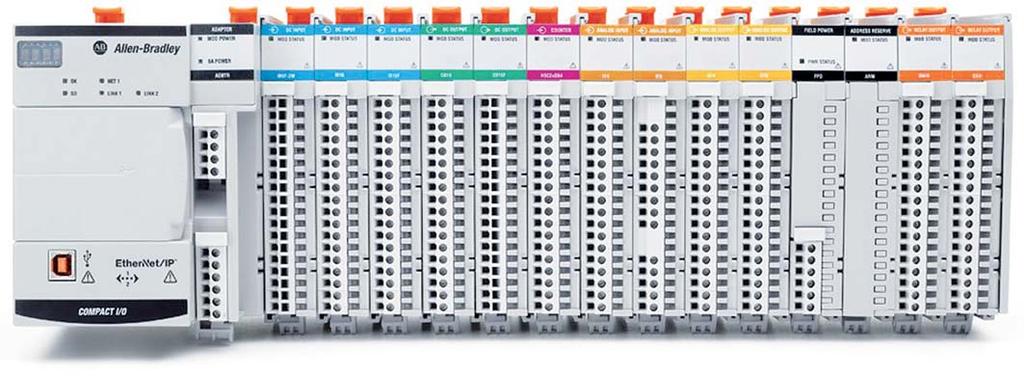 Distribuované vstupy a výstupy 5069 Compact I/O TM 5069 Compact I/O TM jsou vstupně/výstupní moduly pro řídicí systém CompactLogix TM Gigabit.