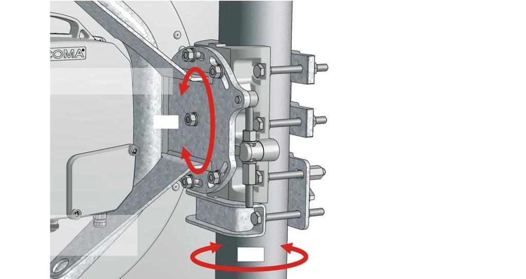 Matice M10 (povolit při horizontálním směrování) Matice M10 povolit při vertikálním směrování ±15 Matice M10 (jemné nastavení antény v horizontálním směru ±7 ) Matice M10 (jemné nastavení antény ve