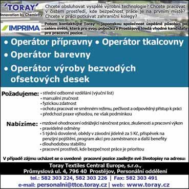 : 775 780 046 Přijmeme dělníky/-ce do výroby na HPP. Jednoduché strojírenské operace. Laser Technology s.r.o., Prostějov. E-mail: hubackova@lasertechnology.cz, mob.