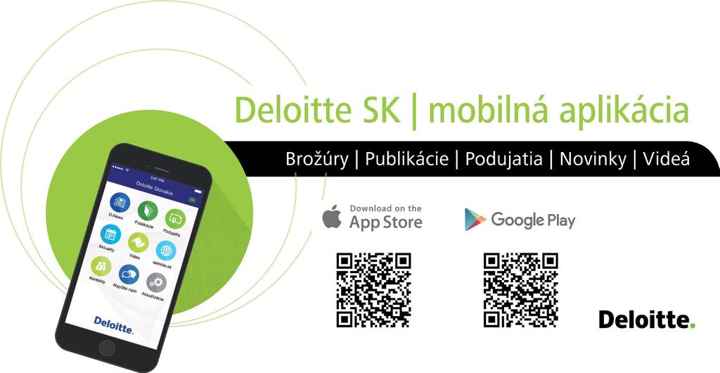 Táto publikácia obsahuje len všeobecné informácie a spoločnosť Deloitte Touche Tohmatsu Limited, jej členské firmy ani ich pridružené spoločnosti (spolu ďalej len sieť Deloitte ) prostredníctvom nej