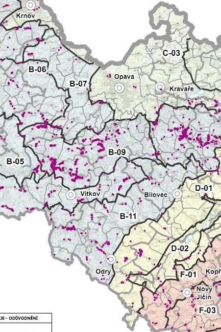 Vlastnosti a hodnoty území - rekreace Údolí Moravice (Hradec n. Moravicí k.ú. Žimrovice, Domoradovice) Mladecko, Dol.