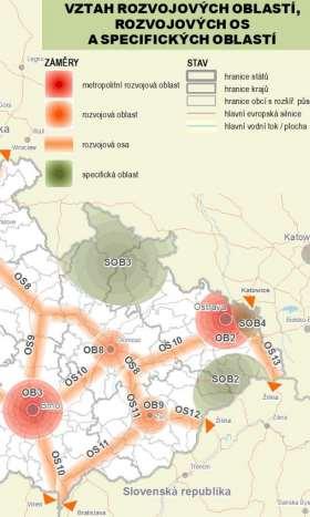 Rozvojové oblasti, rozvojové osy a specifické oblasti dle PÚR ČR