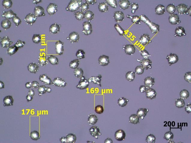 Produkce prášků pro navařování se provádí vstřikováním proudu taveniny do inertní atmosféry. Vyprodukované částice jsou následně prosévány síty a tříděny dle velikosti.