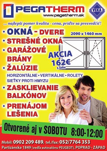 Redakcia: Kežmarská 1, 058 01 Poprad tel.: 052/ 772 39 82 e-mail: popradsko@regionpress.sk POZOR!