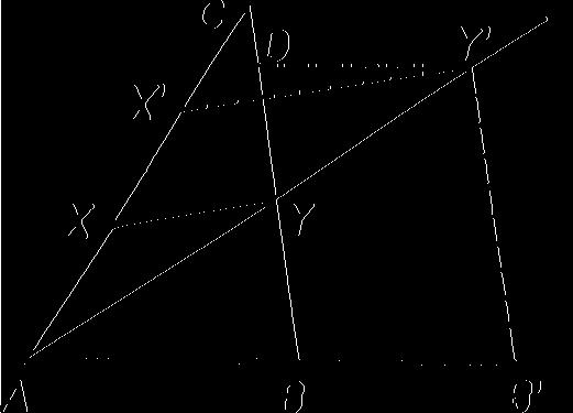 K 3 : Sestrojíme lomenou čáru AX YB jako obraz lomené čáry AX'Y'B' v H(A ->-A,Y'-> Y).