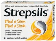 Bolest v krku Strepsils Med a Citron 24 pastilek 149 Kč 119 Kč Proti bolesti v krku. Účinkuje proti virům, bakteriím a kvasinkám. Při potížích s polykáním.